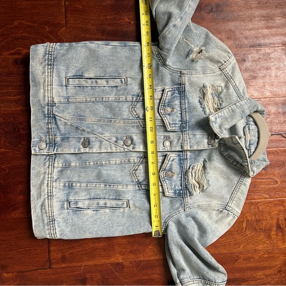 Free People Rumors Denim Jacket Distressed Ripped Light Wash S - Picture 15 of 15